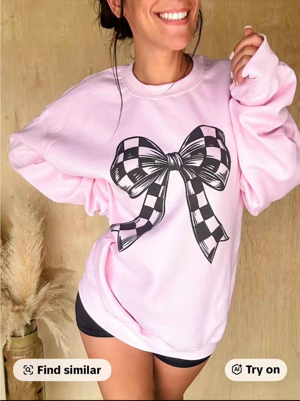 Women’s Pink Graphic Bow Sweatshirt - Unbranded